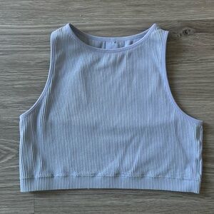 Medium Blue Garage Cropped Tank Ribbed
